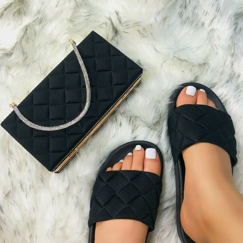 Lady Luxury Sandals and Purse Sets Matching Shoes and Bag Purse